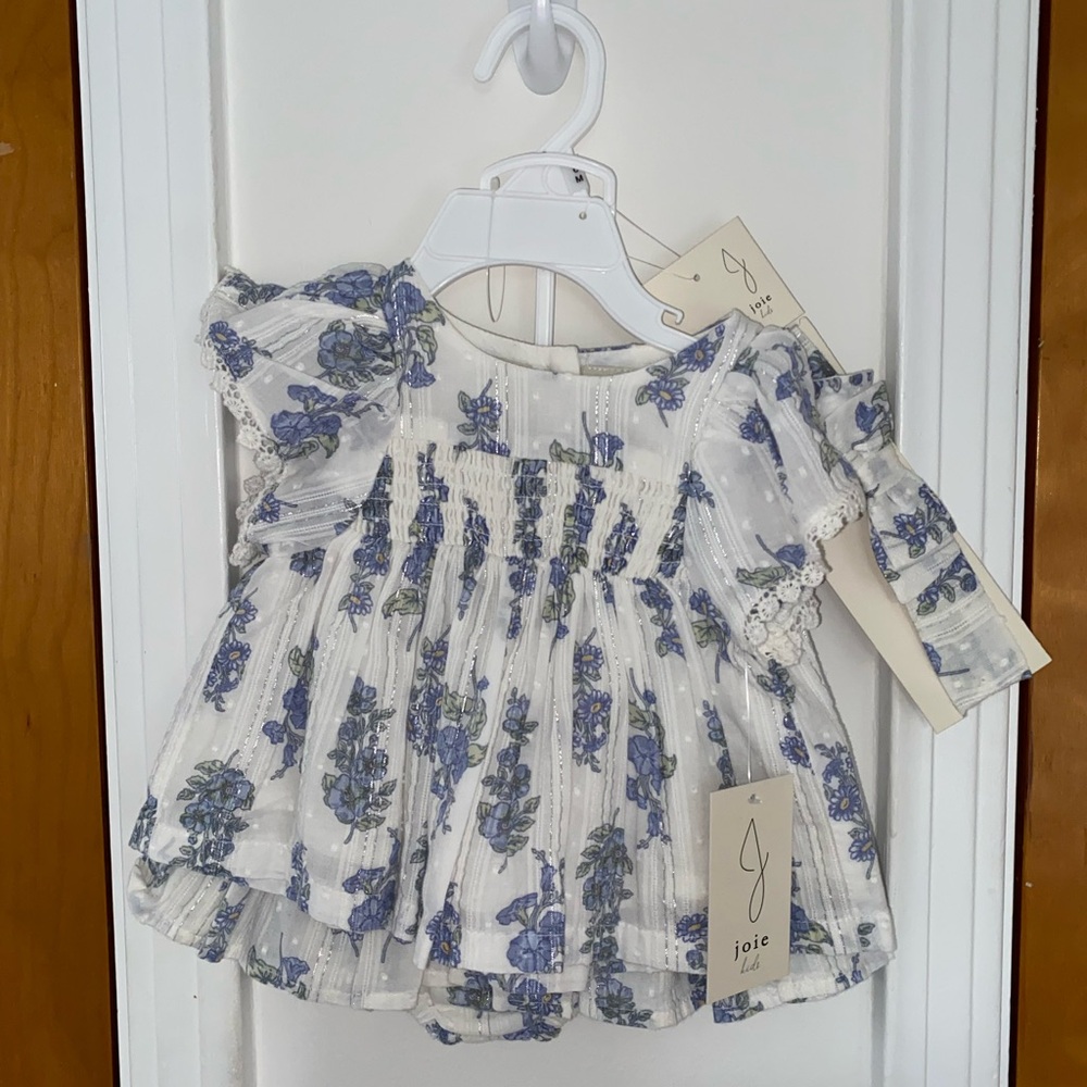 Joie Kids Floral Blouse - Blue and White
